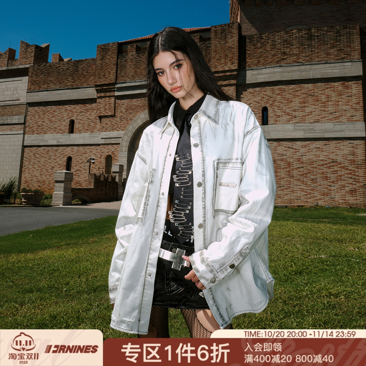 FORNINES做旧洗水牛仔衬衫外套