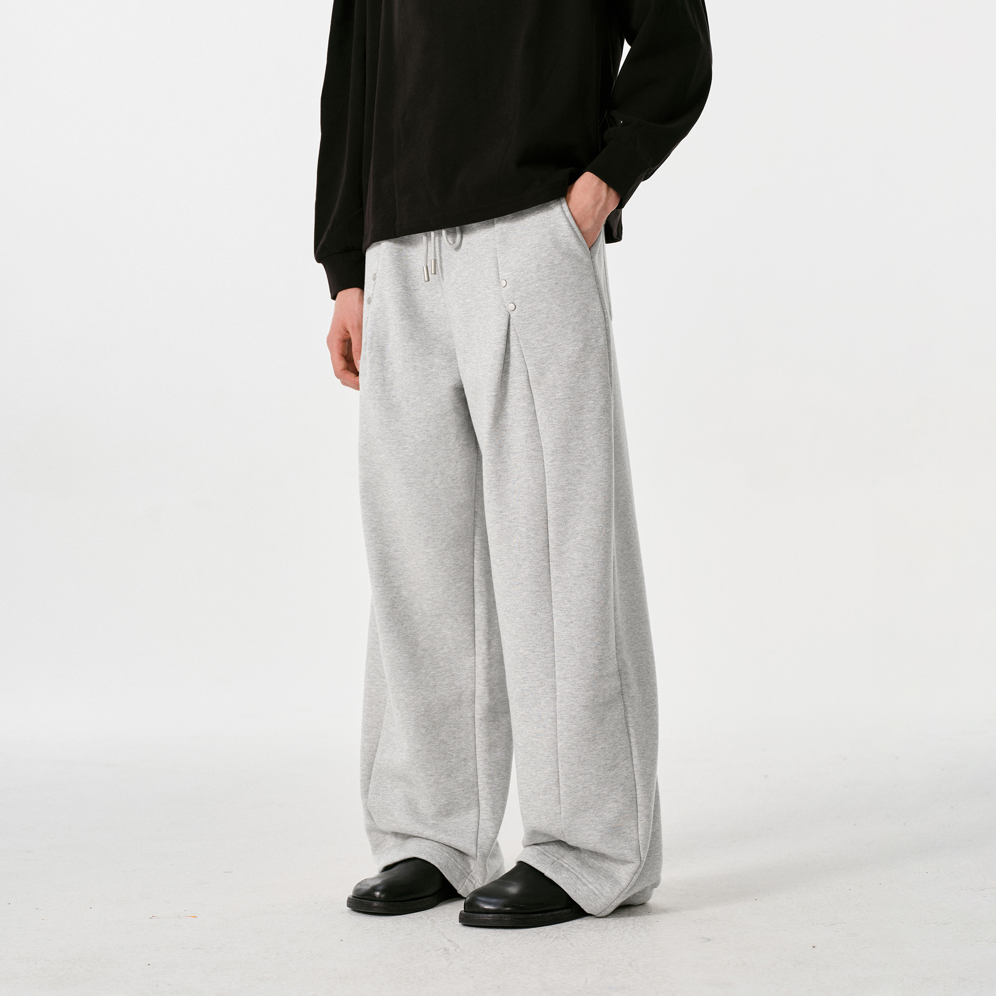 FORNINES重磅加绒卫裤男女款秋冬休闲裤子宽松加厚直筒裤运动长裤