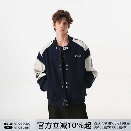 FORNINES撞色拼接微短款棒球服男款潮牌春秋情侣装夹克复古外套女
