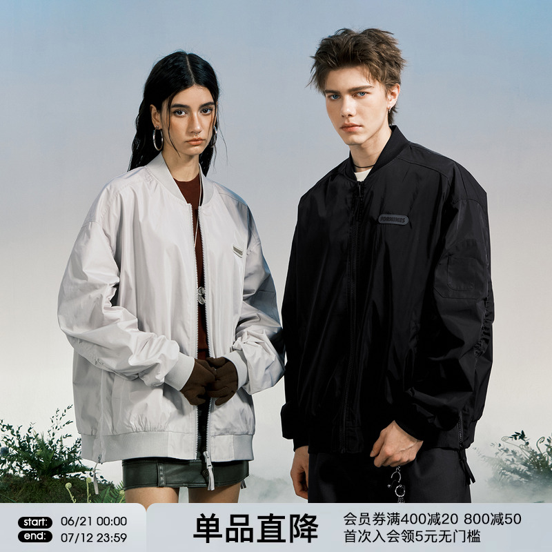 FORNINES棒球领飞行员夹克男女潮牌衣服春秋休闲美式cleanfit外套