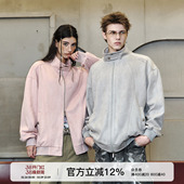 FORNINES复古麂皮绒刺绣立领夹克男款 休闲外套女上衣 潮牌情侣春季