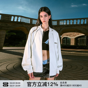 短款 美式 外套男女 FORNINES白色pu皮衣潮牌飞行夹克春季 卢昱晓同款