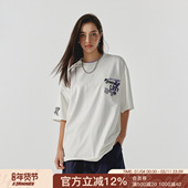 FORNINES重叠logo重磅刺绣T恤男女潮牌上衣美式 情侣半袖 短袖 夏季