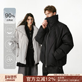 FORNINES防风高领白鸭绒羽绒服男款 冬季 情侣加厚防寒服立领外套女