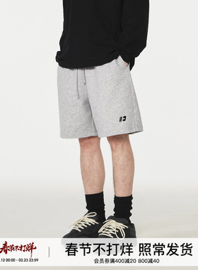 FORNINES刺绣重磅运动短裤男夏季休闲裤子重磅五分裤直筒宽松卫裤