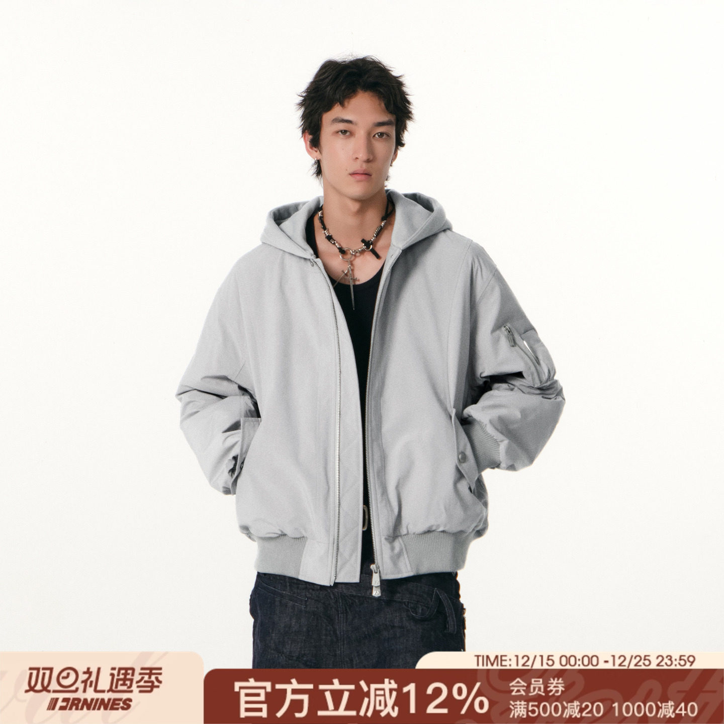 FORNINES简约连帽棉服男款工装外套女冬季夹克棉衣情侣棉袄防寒服