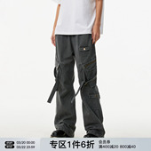 复古长裤 FORNINES纯棉水洗做旧微喇工装 春秋美式 男女潮牌休闲裤 裤