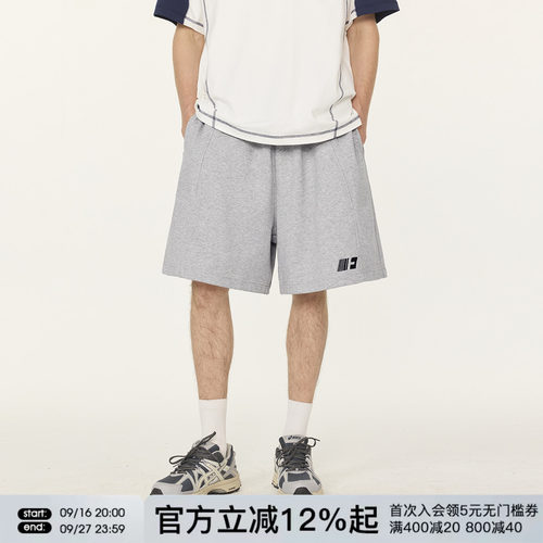 FORNINES刺绣运动短裤男女宽松直筒重磅卫裤潮牌夏季休闲五分裤子