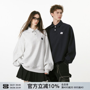 新款 翻领休闲上衣 卫衣男女潮牌情侣春季 FORNINES学院风刺绣polo衫