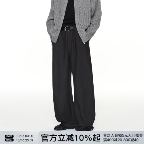 FORNINES仿牛仔直筒裤男宽松黑色休闲裤子2026新款阔腿裤春秋长裤