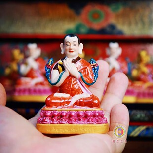 手绘洋彩随身mini藏传 如我真像我宗喀巴大师手工瓷佛像擦擦摆件