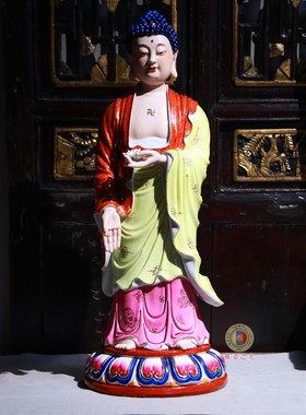 汉传佛堂摆件瓷手绘阿弥陀佛