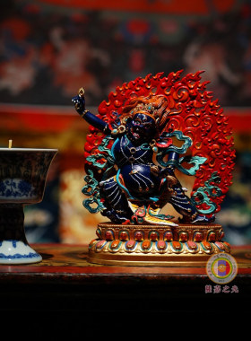 彩绘藏传密宗随身金刚手菩萨铜像