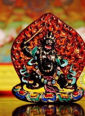 手绘藏传萨迦之光陶文殊小摆件