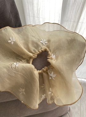 加大号发圈刺绣花朵麻纱双层大发圈中国风30cm浮夸大肠圈汉服头饰