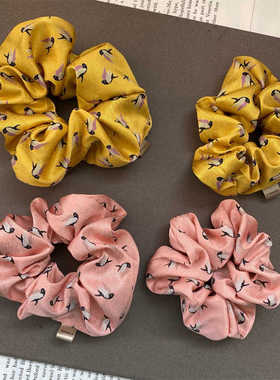 18姆米真丝双绉人字纹大肠发圈法式磨砂质感小燕子秋燕南飞发绳夏