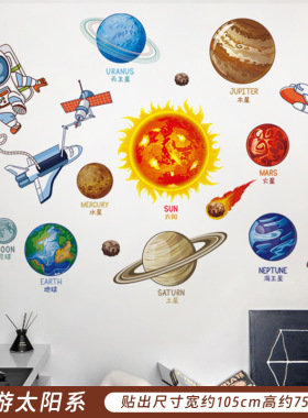 3W儿童房PVC宇宙太空行星墙贴