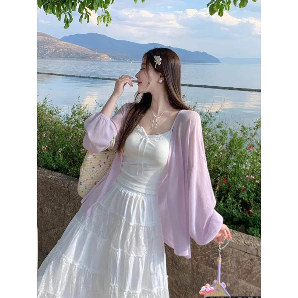 防晒衣女2026新款夏季薄款裙子外搭罩衫中长款开衫外套上衣