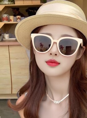 日本进口高端MJ白框太阳镜女2025新款韩版显脸小防紫外线白色近视