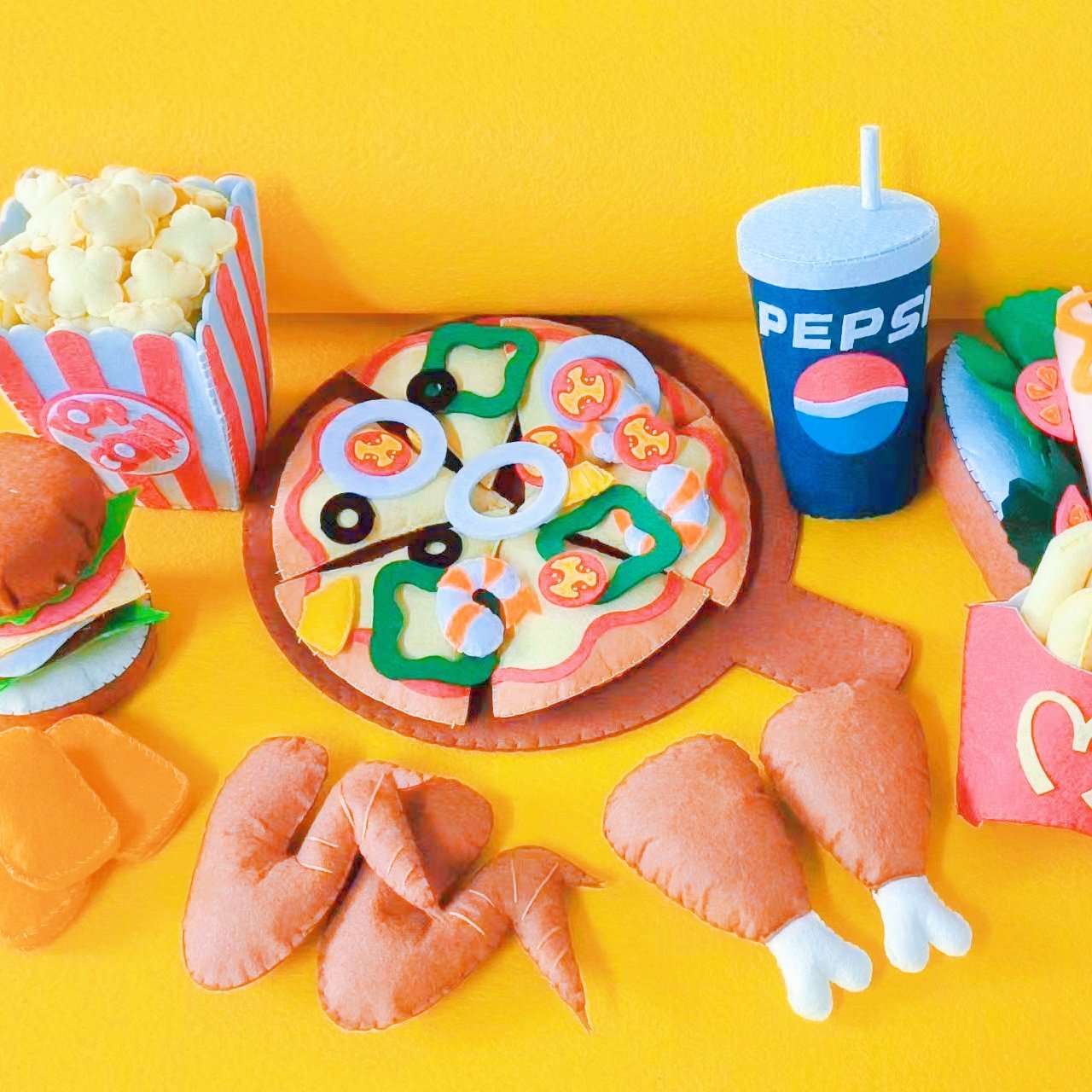 手工材料包不织布DIY仿真食物幼儿园玩具中华西式快餐美食过家家