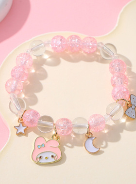 三丽鸥女批发玉桂狗爆花水晶手工串珠手链卡通学生手串送闺蜜情侣