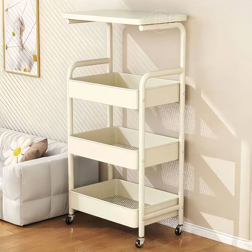4 Tier Rolling Storage Cart, Mobile Utility Shelving Unit