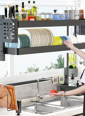 2-Tier 4 Baskets Over The Sink Dish Drying Rack Sink Rack