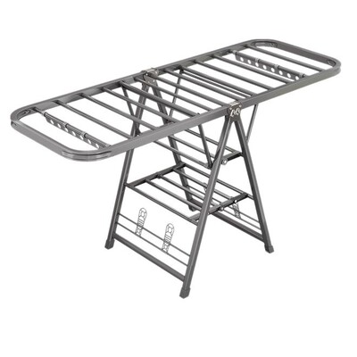 Foldable 3-Level Laundry Drying Rack Height-Adjustable Wings
