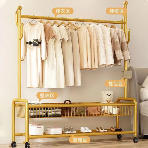 Double Rods Clothes Rack, Rolling Portable Wardrobe Rack