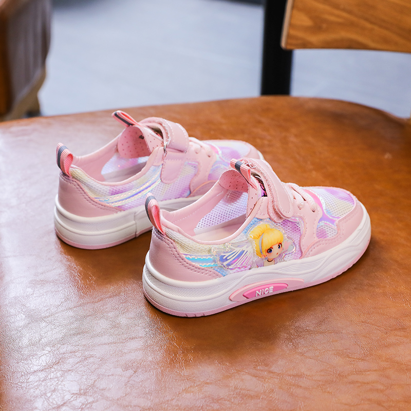 蜡比小星春夏款女童透气网面板鞋