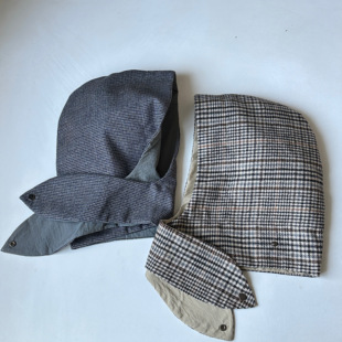 给日本顾客制作的样品 车间多色 上新冬季围脖帽子保暖工装格子帽