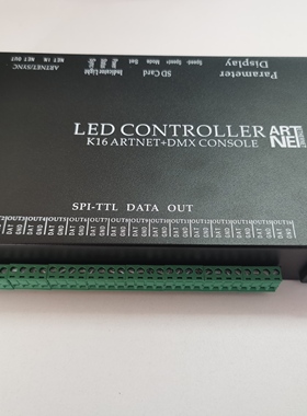 LED联机控制器16路全彩控制器支持麦爵士ARTNET转SPI可联机可脱机