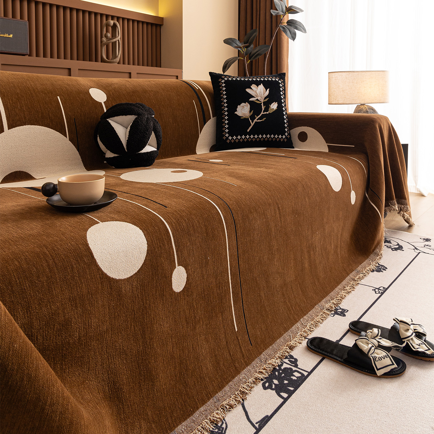 雪尼尔沙发盖布四季通用防滑防猫抓沙发盖毯套罩高级感全盖沙发巾