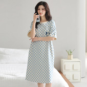 休闲短袖 连衣裙可外穿宽松大码 家居服睡衣 睡裙女夏中长款 纯棉无袖