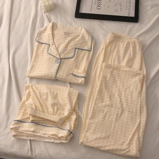 卡通纯棉2026年新款 长裤 夏天休闲家居服三件套 睡衣女短袖 日系夏季