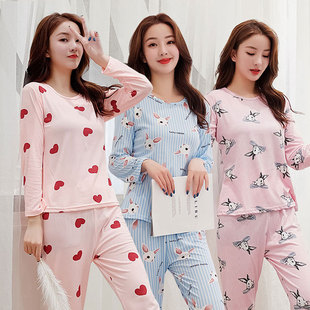 少女家居服套装 工厂批发外贸睡衣女春秋冬季 薄款 长裤 夏天 打底长袖