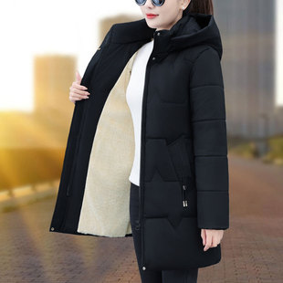 中长款加绒加厚棉服女款冬季2025年新款棉衣大码女装棉袄外套跨境