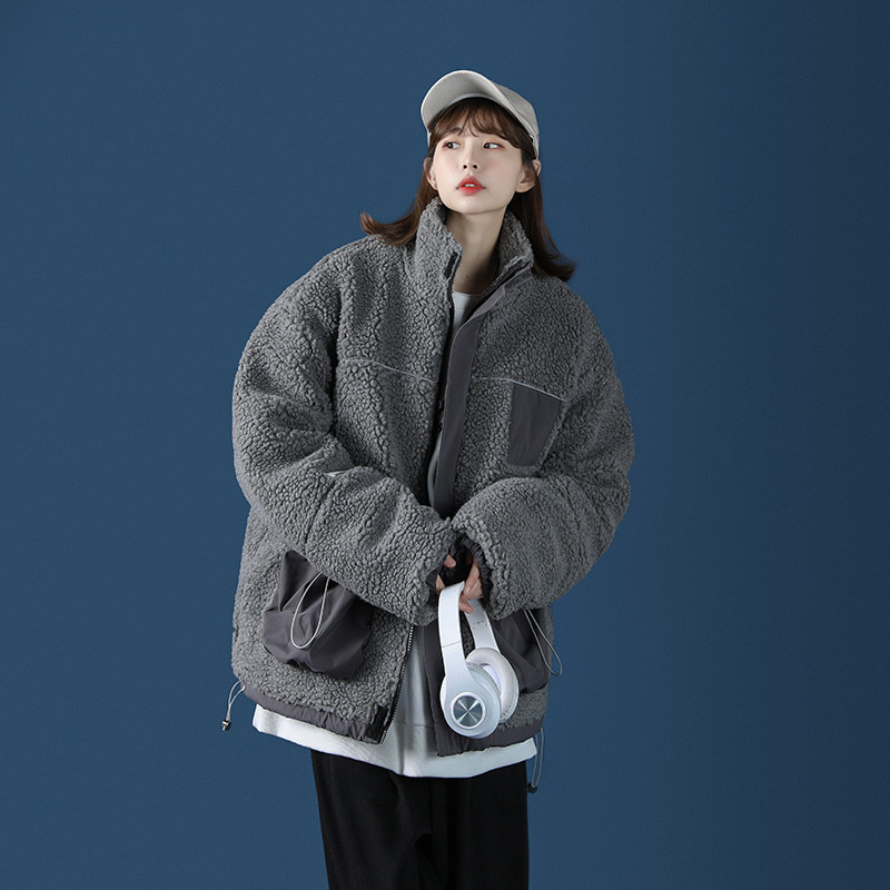 冬季新款机能潮牌中性风保暖棉服羊羔毛棉衣加厚外套MY89图片