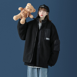 冬季新款中性风双十二羊羔毛棉衣机能大口袋加厚棉服MY88图片