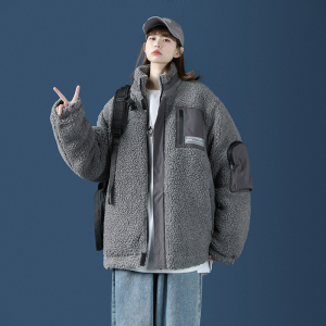 冬季新款中性风双十二羊羔毛棉衣机能大口袋加厚棉服MY88图片