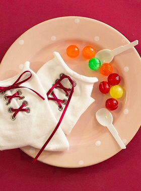 niss26 东大门经典款流行创意甜美个性丝带绑带全棉卷边短袜子女