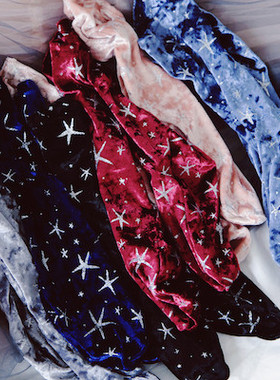 niss26 独家设计五角星星夜空高档钻石丝绒弹力中筒长堆堆袜子女