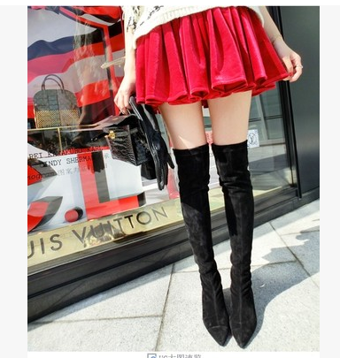 Europe and America new pattern Autumn and winter Plush With crude Stretch Boots Tip High Boots Flat bottom Suede Overknee Stovepipe Bootsin the Women's Shoes, Boots  category - from Buy2taobao.com to provide professional Taobao agent buy service