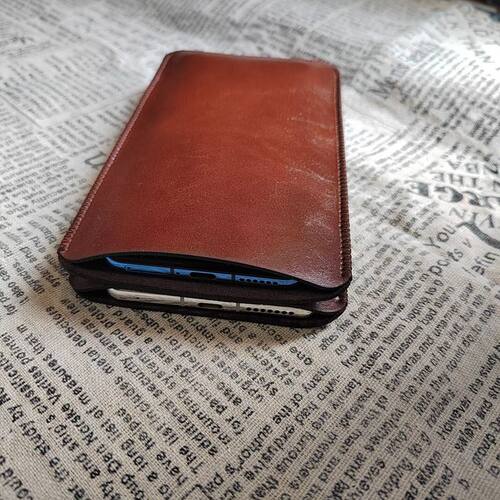 简约双手机收纳包二合一套2两部手机直插内胆包竖款手拿便携2部机