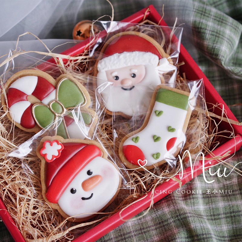 【视频教程】王小miu老师新款圣诞老人拐杖袜子雪人糖霜饼干模具