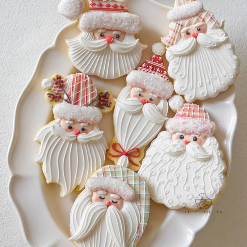 【视频教程】米色老师北欧风圣诞老人糖霜饼干模具 大胡子DIY工具