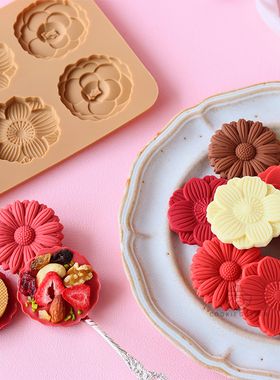 日本COTTA母亲节花朵硅胶模女神节巧克力蛋糕插牌情人节礼物工具