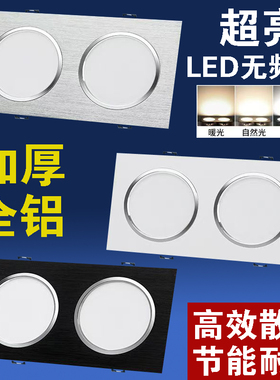 全铝嵌入式双头筒灯斗胆灯超薄led长方形孔灯客厅吊顶格栅灯洞灯