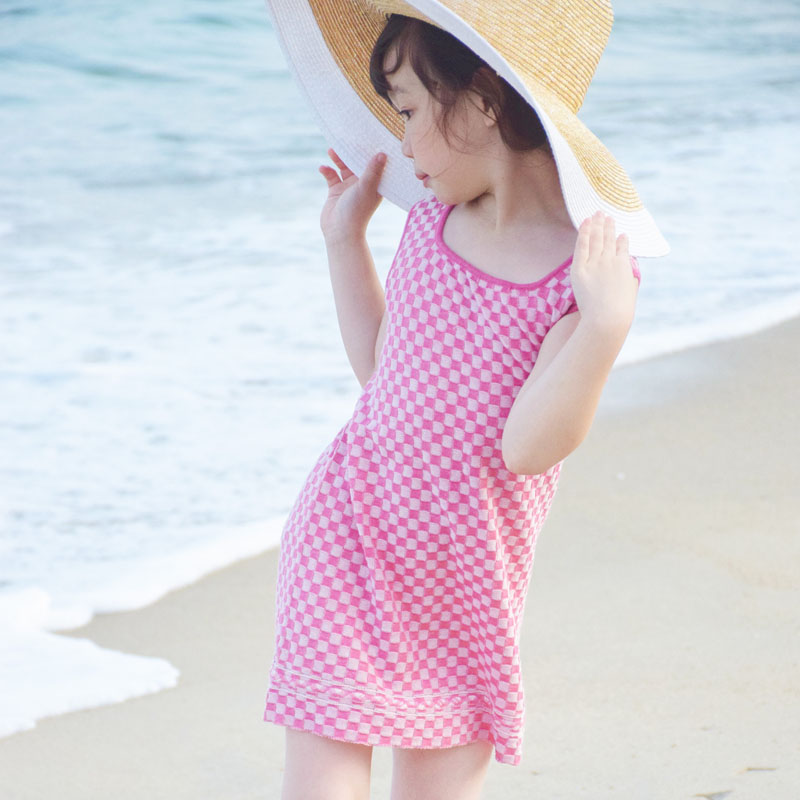ZOYEMO女童方领背心格子连连衣裙
