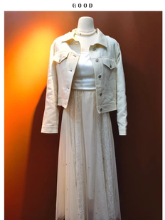 断码特价！减龄米白亚麻短外套 女士仿牛仔肌理纯棉内里透气上衣A